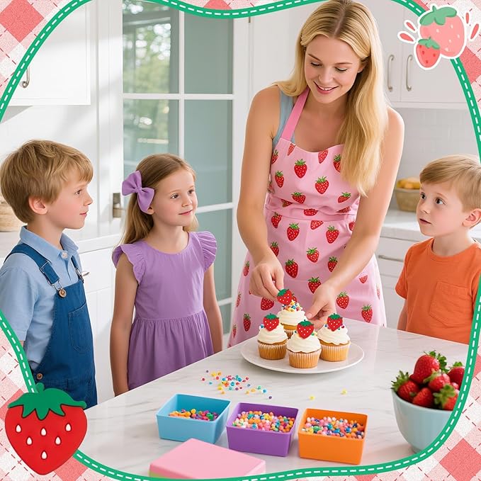 24 PCS Strawberry Cupcake Toppers Berry First Birthday Strawberry Ring Cake Topper for Fruit Baby Shower Berry Sweet Cupcake Decorations Party Supplies