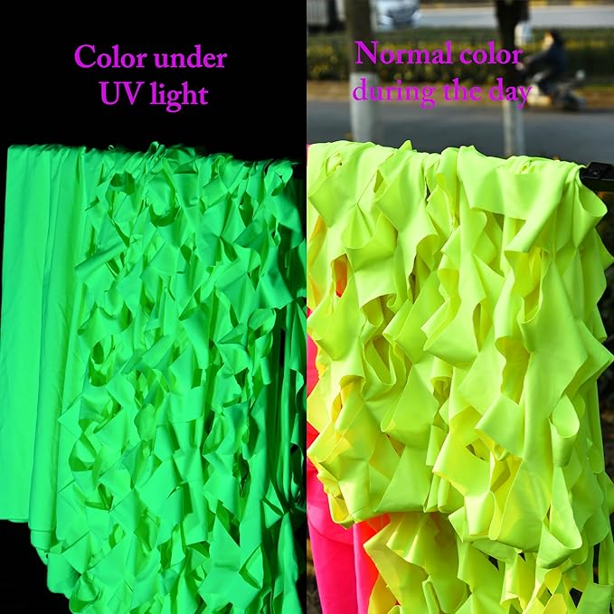 Mesh Party Decoration Background Cloth 9.5ft x 7ft Black Light Party Decoration Spandex Lycra Mesh with Eyelets for Installation (Neon Green, 9.5ft x 7ft)