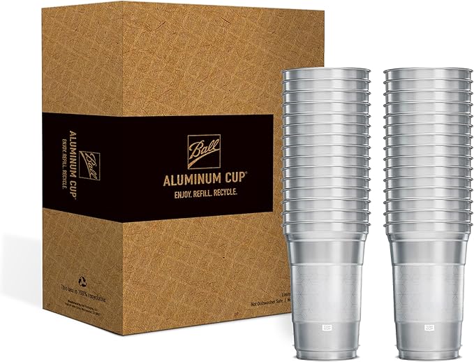 Top Cup by Ball – 20 Ounce, 30 Count, Reusable Aluminum Party Cups | Stealth Design | Cold-Holding, Recyclable, Made in USA