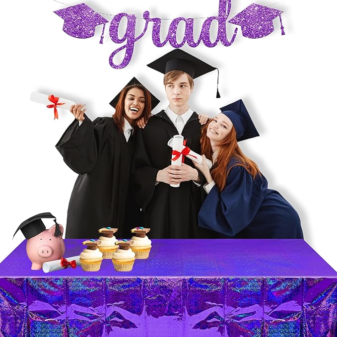 BRAVESHINE Purple Tablecloth Rectangle Table Cloth 2 Set - Plastic Disposable Party Table Covers for Birthdays/Valentines/Bridal Shower/Bachelorette/Anniversary/Engagement Party - 108" x 54"