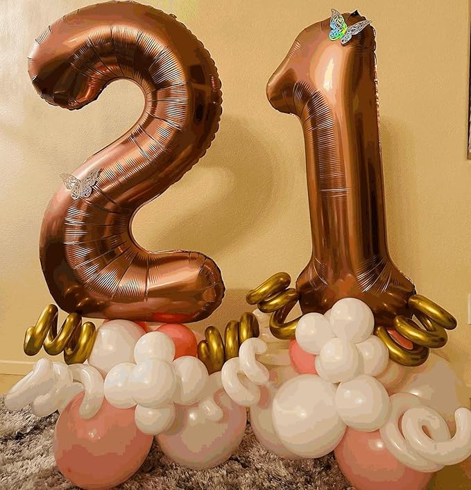 1 Balloon - Coffee Brown Birthday Number Balloons, 40 Inch Large Foil Balloons for Men Women Boys Girls Coffee Brown Themed Birthday Decorations