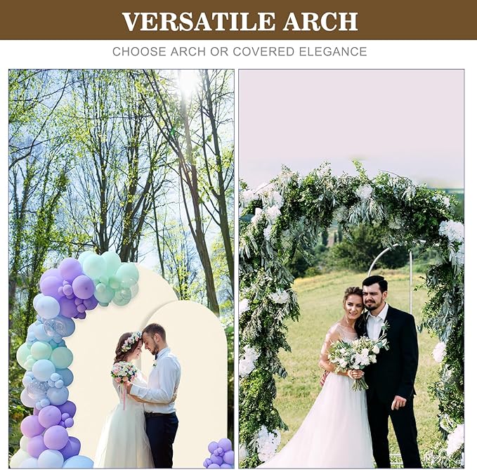 Wedding Arch Backdrop Stand and Cover Set(7.3FT,6FT) Set of 2,Metal Balloon Arch Stand Frame for Wedding Birthday, Party, Baby Shower, Christmas Anniversary,Beige