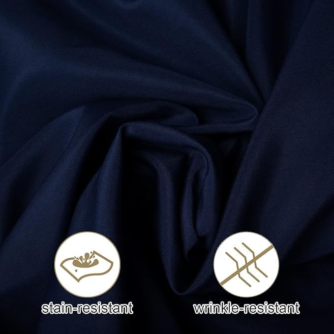 Ascoza 2pack 90x156 Inch Navy Rectangular Tablecloth 8 Feet Table Cloth in Polyester Fabric for Wedding/Banquet/Restaurant/Parties