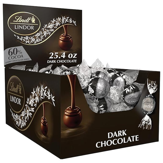 Lindt LINDOR 60% Dark Chocolate Truffles, Dark Chocolate Candy with Smooth, Melting Truffle Center, 25.4 oz., 60 Count