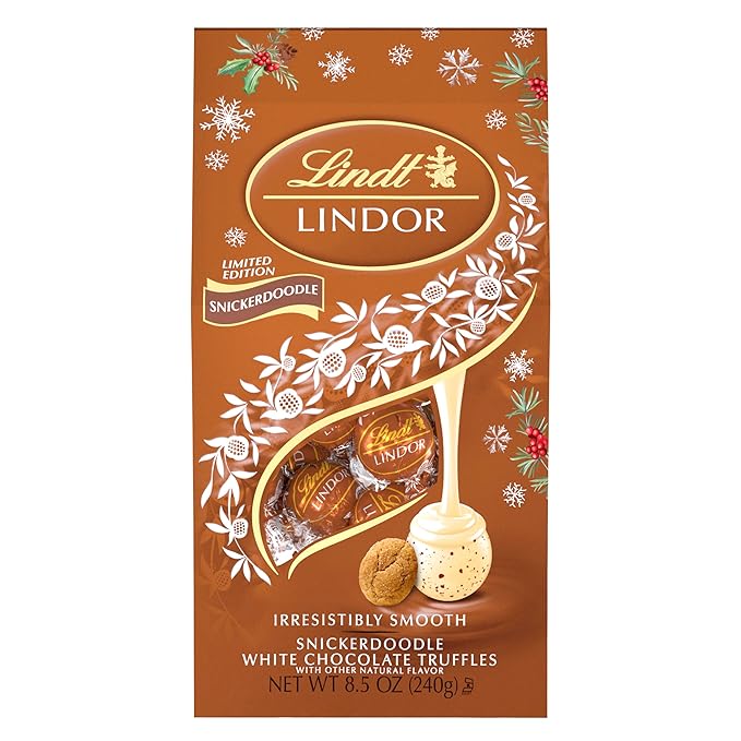 Lindt LINDOR Holiday Snickerdoodle White Chocolate Candy Truffles with Smooth, Melting Truffle Center, 8.5 oz. Bag