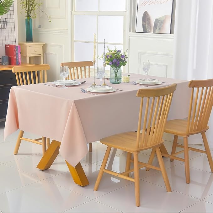 6-Pack 60x102 inch Dusty Pink Table Cloths, Solid Stain and Wrinkle Resistant Oblong Tablecloth, Premium Plain Weave Polyester Fabric Rectangle Table Linen Covers for Hotel, Wedding