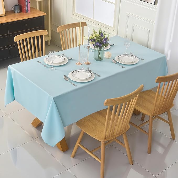 6-Pack 60x60 inch Dusty Blue Table Cloths, Solid Stain and Wrinkle Resistant Tablecloth, Premium Plain Weave Polyester Fabric Rectangle Table Linen Covers for Hotel, Banquet