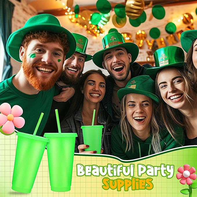 Honeydak 60 Pack Tumbler with Straw and Lid Bulk Cups for Gifts Glitter Plastic Coffee Cups 24-27 oz Reusable Water Bottle Iced Coffee Travel Mug Party Favors for Birthdays Travel (Fluorescent Green)