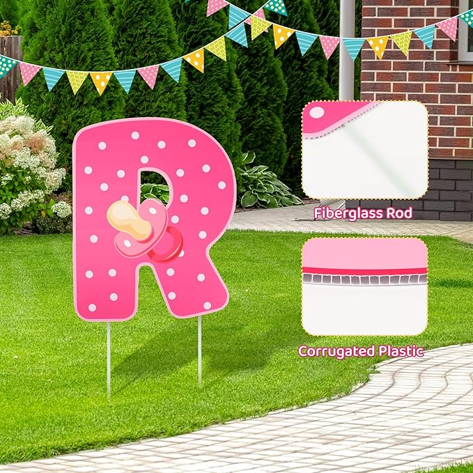 11 Pcs Gender Reveal Yard Sign Set with Stakes - Baby Shower Yard Signs for Newborn, Boy or Girl Gender Reveal Party, Lawn, Patio, Garden, or Outdoor Displays