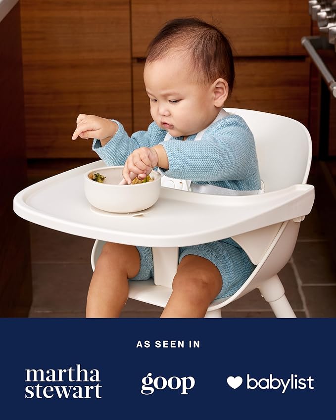 Lalo First Bites Starting Solids Silicone Baby Feeding Set with Suction Bowl, 2 Spoons and 1 Bib - 4-Piece Baby-Led Weaning Supplies - Non-Toxic Silicone Infant Tableware - Sage