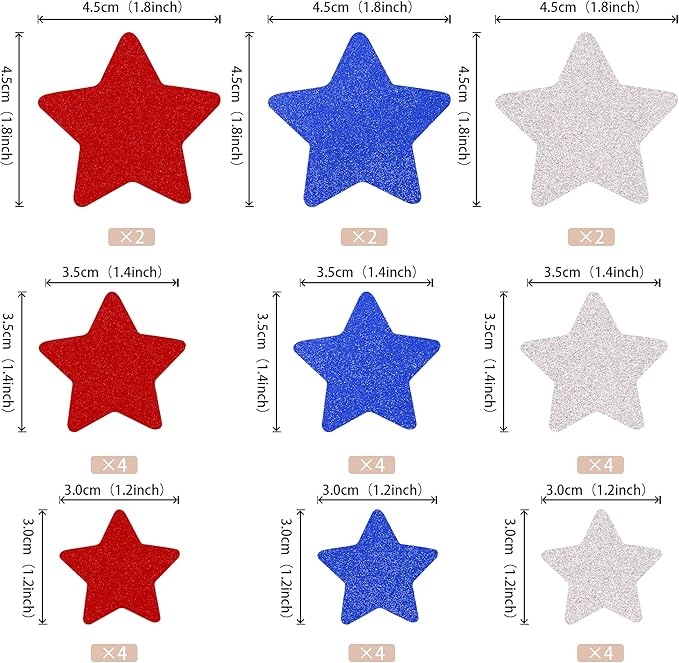 30 PCS Independence Day Cupcake Toppers Glitter Blue Red Silver Twinkle Little Star Cupcake Picks Wedding Bridal Shower Baby Shower Birthday American National Party Cake Decorations Supplies