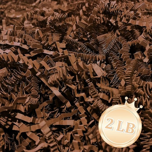 2 LB Brown Crinkle Cut Paper Shred Filler Great for Gift Wrapping, Brown Basket Fillers, Birthday, Gift Wrapping, Anniversary, Halloween Thanksgiving Christmas Party Decor Filling Supplies