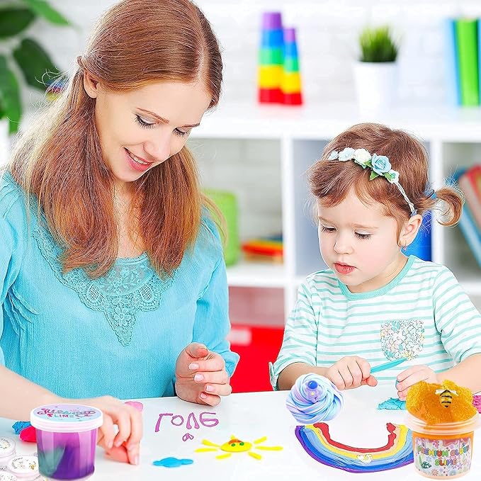 Crunchy Slime Set 12 Packed for Kids,Super Soft and Non-Sticky Stress Relief Clear Slime Toy,DIY Butter Slime Party Favor for Girls & Boys Party Favors Red Slime Totally 25OZ (Type 6)