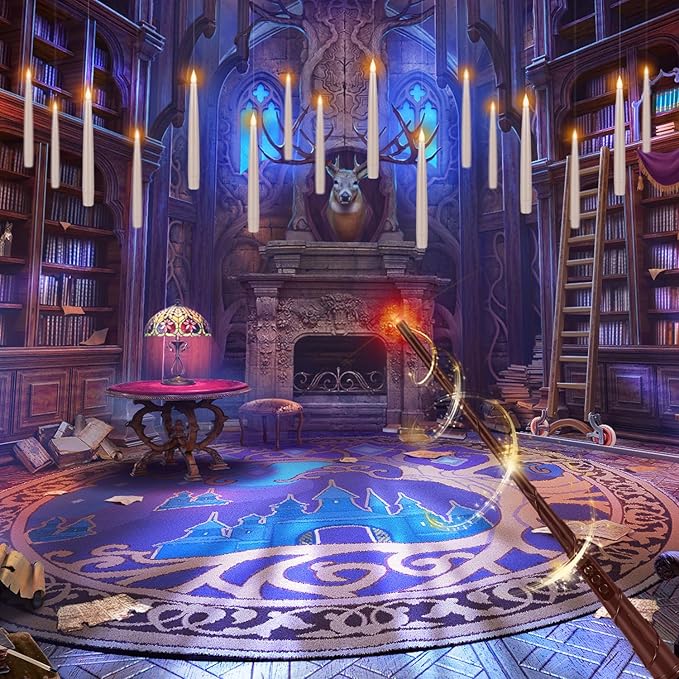 24PCS Floating Candles with Wand, Magic Hanging Candles, Flickering Warm Light LED Taper Flameless Candles with Wand Remote for Halloween,Christmas Party Decorations Indoor Deco,Bset Gift.