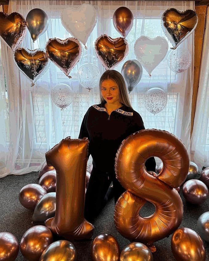 0 Balloon - Coffee Brown Birthday Number Balloons, 40 Inch Large Foil Balloons for Men Women Boys Girls Coffee Brown Themed Birthday Decorations