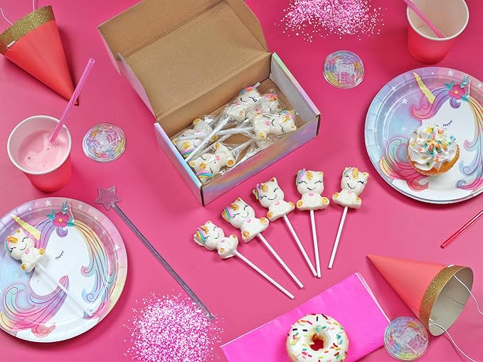 Unicorn Candy Lollipops (12 pieces) Individually Wrapped Suckers, Great for Unicorn Birthday, Party Favors, Candy Buffet, Pinata, Goodie Bags
