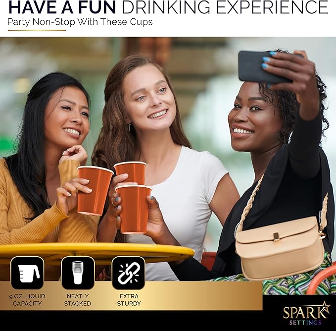 Disposable Paper Cups, 8 oz. Orange Paper Coffee Cups, Strong and Sturdy Coffee Disposable Cups for Party, Wedding, Thanksgiving Day, Christmas, Halloween Hot Cups, Pack of 20