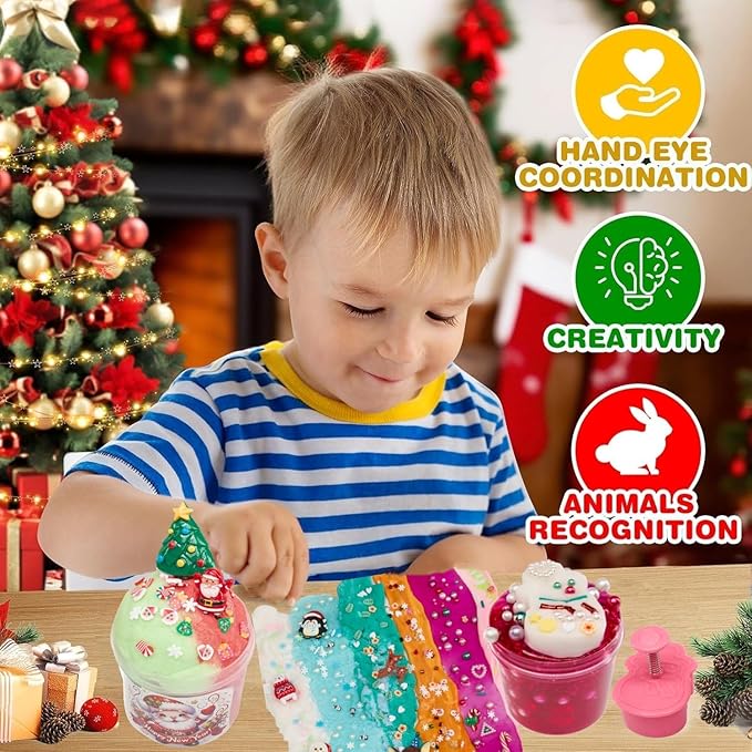 Advent Calendar 2025 Slime-Christmas Countdown Calendar - 24 Days of Surprises with DIY Slime Kit - Funny Christmas Slime Gifts Toy for Kids 4 5 6 7 8 9 10 11 12 Year Old Toddlers Girls Tweens