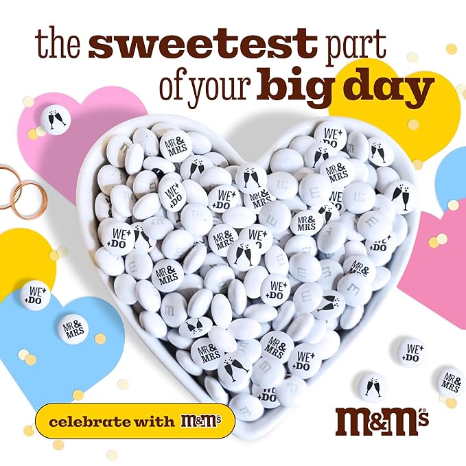 M&M’S WORLD “Mr. and Mrs.” Milk Chocolate Candy, 5 lbs Bulk Candy for Wedding Decorations, Unique Favors, or Cake Topper
