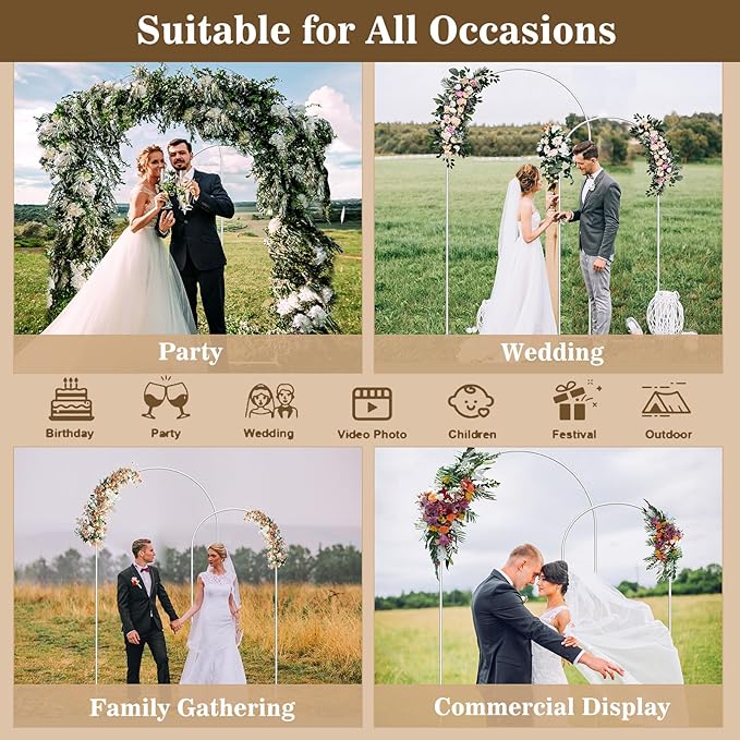 Wedding Arch Backdrop Stand and Cover Set(7.3FT,6FT) Set of 2,Metal Balloon Arch Stand Frame for Wedding Birthday, Party, Baby Shower, Christmas Anniversary,Beige