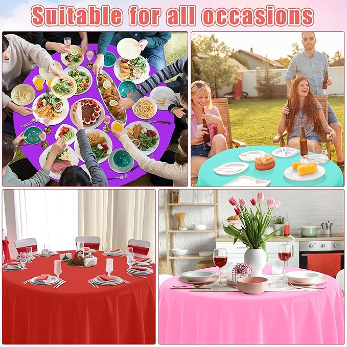 12 Pack Assorted Color Round Plastic Tablecloths Disposable Rainbow Tablecloth Colorful Round Table Covers for Rainbow Party Birthday Wedding Picnic Fiesta Home Party Decorations,12 Color,84Inch