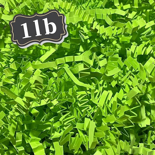 1 LB Fluorescent Green Crinkle Cut Paper Shred Filler Great for Gift Wrapping, Basket Filling, Birthday, Wedding, Halloween, Thanksgiving, Christmas Day, New Year Party Decorations Filling Supplies