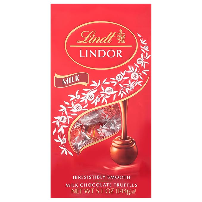 Lindt LINDOR Milk Chocolate Truffles, Milk Chocolate Candy with Smooth, Melting Truffle Center, Great for Gift Giving, 5.1 oz. Bag (6 Pack)