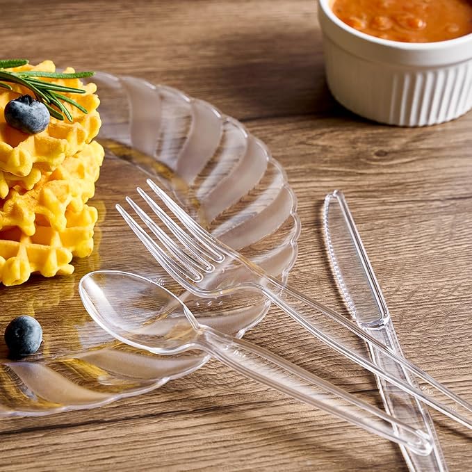 JOLLY CHEF [300 Count] Clear Plastic Forks,Heavy Duty Disposable Forks Plastic Utensils Perfect for Home, School, Party, Restaurant, Christmas or Daily use