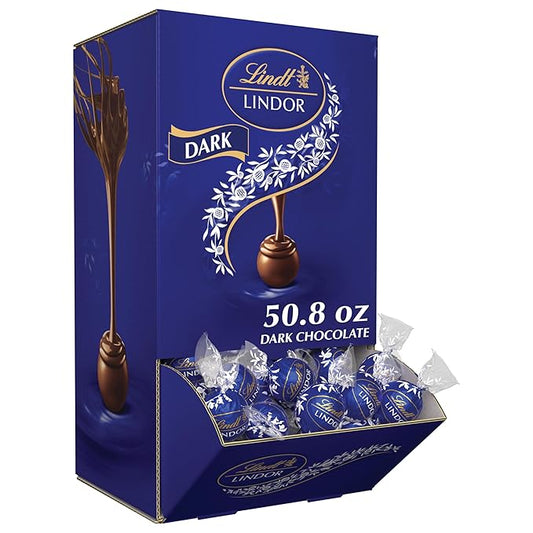 Lindt LINDOR Dark Chocolate Candy Truffles, Dark Chocolate with Smooth, Melting Truffle Center, 50.8 oz., 120 Count