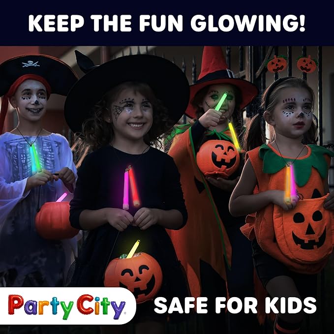 Party City Multicolor Glow Sticks Bulk Pack 6”- 12pk Glow in the Dark Sticks for Kids, Waterproof Camping Survival Ultra Bright Emergency Light Stick with String, Neon Glowsticks Party Supplies Favors