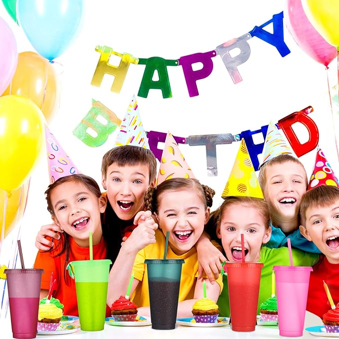 Honeydak 60 Pack Tumbler with Straw and Lid Bulk Cups for Gifts Glitter Plastic Coffee Cups 24-27 oz Reusable Water Bottle Iced Coffee Travel Mug Party Favors for Birthdays Travel (Assorted Color)