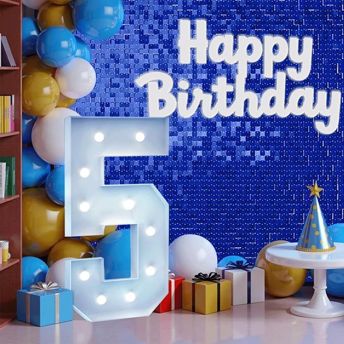 4FT Marquee Light Up Number, Giant Large Number PRE-CUT Foam Board Sign DIY Party Decor for Wedding, Birthday, Anniversary, Graduation, Holiday&Home Supplies (Number 5)