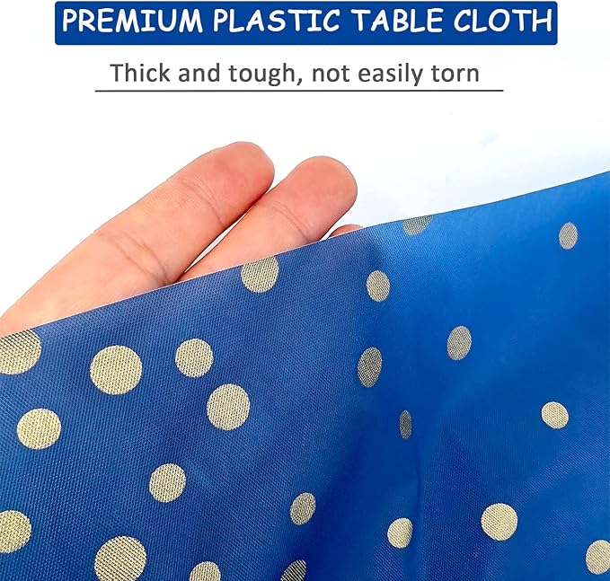 Navy Blue Birthday Party Tablecloths 2 Pcs-Birthday Graduation Table Cover, Plastic Disposable Waterproof Tablecloth, Confetti TableCover for Parties 54 x 108