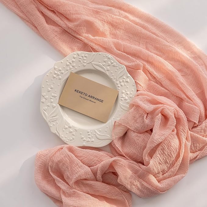 Pink Table Runner Cheese Cloth Rustic Gauze Cheesecloth Table Runner 120 Inch 10 FT for Wedding Baby Shower Bridal Shower Party Sheer Boho Home Tea Party Decorations