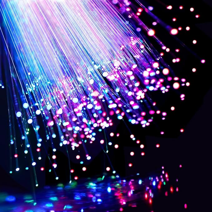 48 PCS Glow Fiber Wands Sticks LED Light Wands 3 Modes Flashing Fiber Optic Light Rod Bulk Fiber Optic Wands for Halloween Christmas Bar Wedding Party Supplies