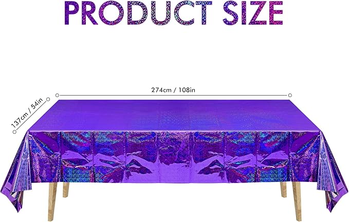 BRAVESHINE Purple Tablecloth Rectangle Table Cloth 2 Set - Plastic Disposable Party Table Covers for Birthdays/Valentines/Bridal Shower/Bachelorette/Anniversary/Engagement Party - 108" x 54"