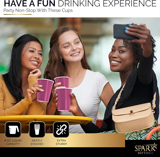 Disposable Paper Cups, 8 oz. Pink Paper Coffee Cups, Strong and Sturdy Coffee Disposable Cups for Party, Wedding, Thanksgiving Day, Christmas, Halloween Hot Cups, Pack of 20