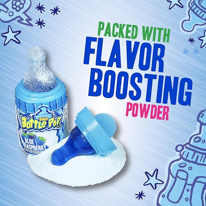 Baby Bottle Pop Christmas Candy Lollipop, 18 Ct Bulk Lollipops w/Dipping Powder in Assorted Fruity Flavors, Full Size, Individually Wrapped Hard Candy For Party Favors, Stocking Stuffers, Kids Gifts