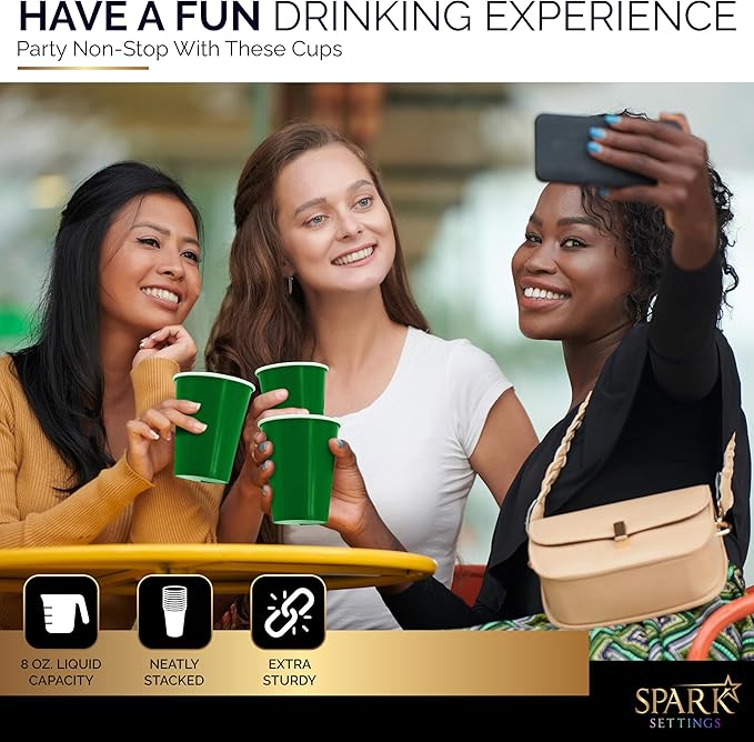 Disposable Paper Cups, 8 oz. Green Paper Coffee Cups, Strong and Sturdy Coffee Disposable Cups for Party, Wedding, Thanksgiving Day, Christmas, Halloween Hot Cups, Pack of 20