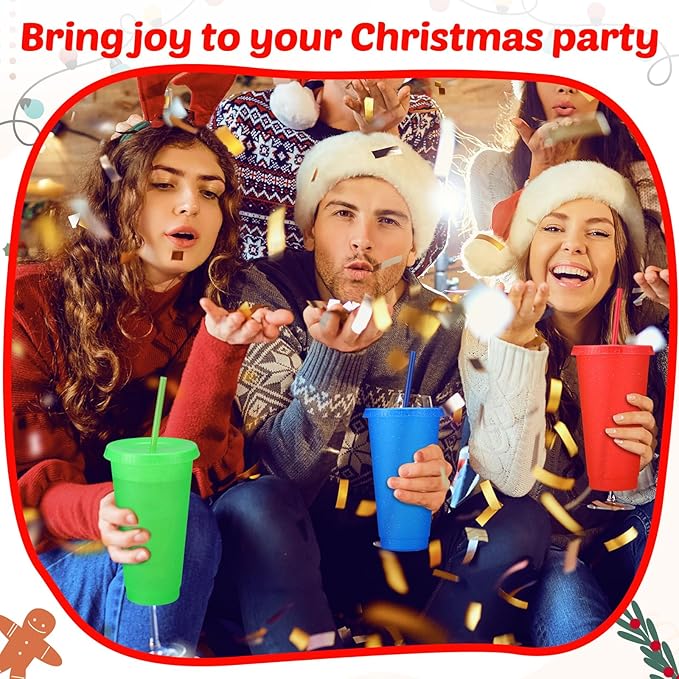 Honeydak 30 Pack Tumbler with Straw and Lid Bulk Cups for Gifts Glitter Plastic Coffee Cups 24-27 oz Reusable Water Bottle Iced Coffee Travel Mug Party Favors for Birthdays Travel (Primary Color)