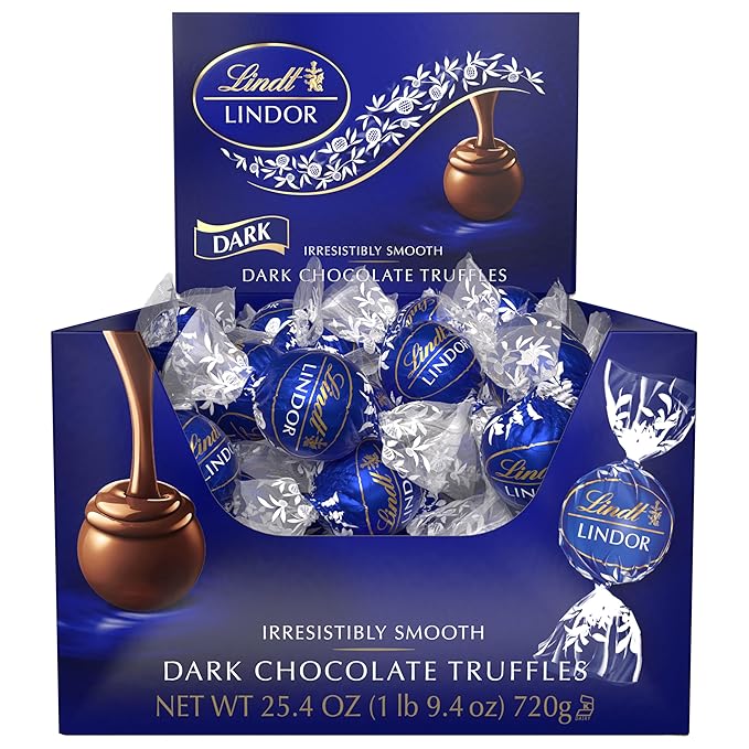Lindt LINDOR Dark Chocolate Candy Truffles, Dark Chocolate with Smooth, Melting Truffle Center, 25.4 oz., 60 Count