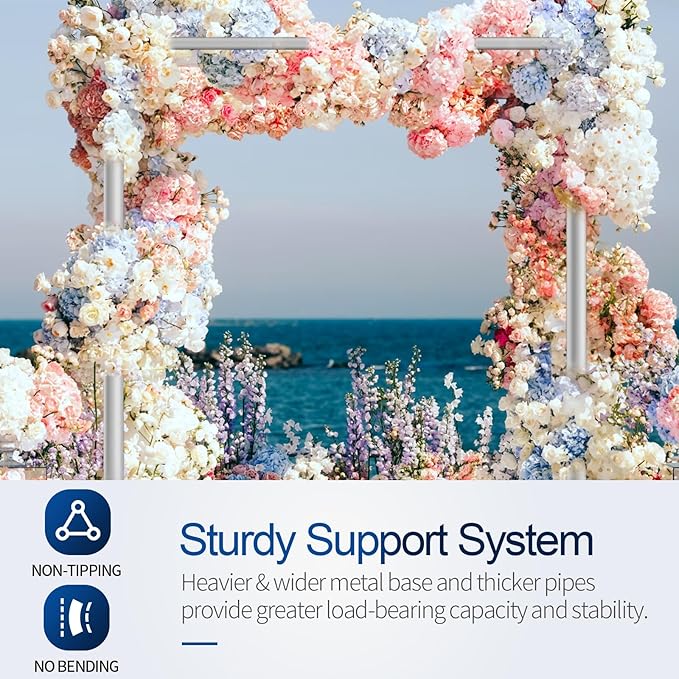 Pipe and Drape Backdrop Stand, 10x10ft Heavy Duty Adjustable Backdrop Frame with Metal Base, Background Holder for Parties Photography Wedding Photoshoot Decoration