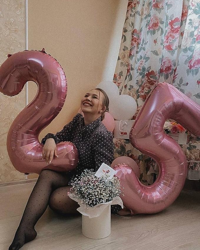 0 Balloon - Pearlescent Pink Birthday Number Balloons, 40 Inch Large Foil Balloons for Men Women Boys Girls Pearlescent Pink Themed Birthday Decorations