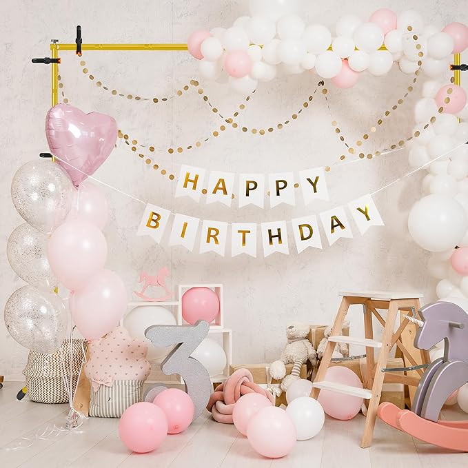 JSungo 10x8.5 FT Backdrop Stand for Parties, Adjustable Photo Backdrop Stand Kit with Carrying Bag, Portable Background Stand Backdrop for Wedding, Photoshoot, and Photo Studio, Gold