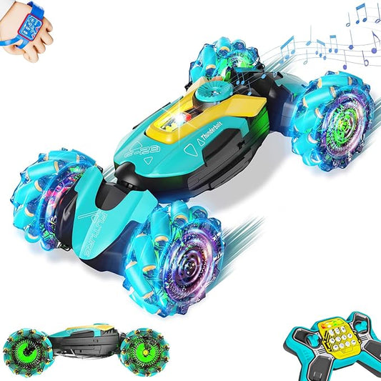 Gesture Sensing RC Stunt Car,Remote Control Car Toys for Ages 5-13,4WD All-Terrain with 360° Flips & LED Music Show,3-6 Year Old Boy Birthday Gift,Indoor/Outdoor Play & Gifts for Boys Toys Age 8-10