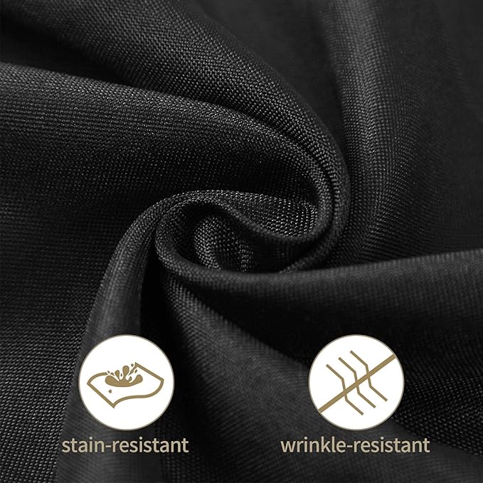 Ascoza 2pack 90x132 Inch Black Rectangular Tablecloth 8 Feet Table Cloth in Polyester Fabric for Wedding/Banquet/Restaurant/Parties
