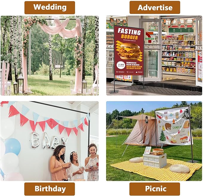 Pipe and Drape Stand Heavy Duty, 10FT x 10FT Backdrop Stand Heavy Duty, Adjustable Pipe and Drape Stand with Carrying Bag, Square Backdrop Stand for Party, Wedding Party Booth, Telescopic uprights