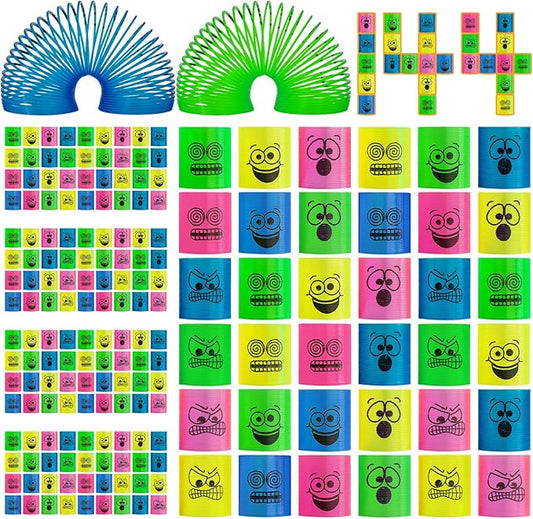 Cocurb 144 Pcs Mini Spring Party Favors for Kids 4 to 8 Birthday Stress Relief Bulk Fidget Goody Bag Stuffers Classroom Prizes Spring Bulk Toys for Kids Prize 4 Bright Colors