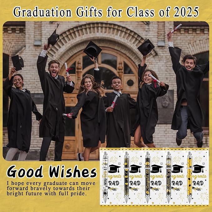 50 Pcs Graduation Ballpoint Pens Bulk Class Of 2025 Graduation Party Favors Ballpoint Pens End of the Year Gifts with Congrats Bookmarks for Student Grad Party Senior High School Teacher