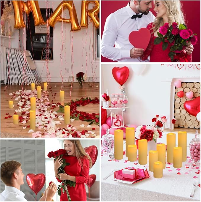 48 Pack Flameless Candles with Remote & 24H Timer - Waterproof Battery Operated Decorative Candles,3 Sizes(4" 5" 6" inch) for Home Decor, Wedding, Christmas, Party (Warm White)